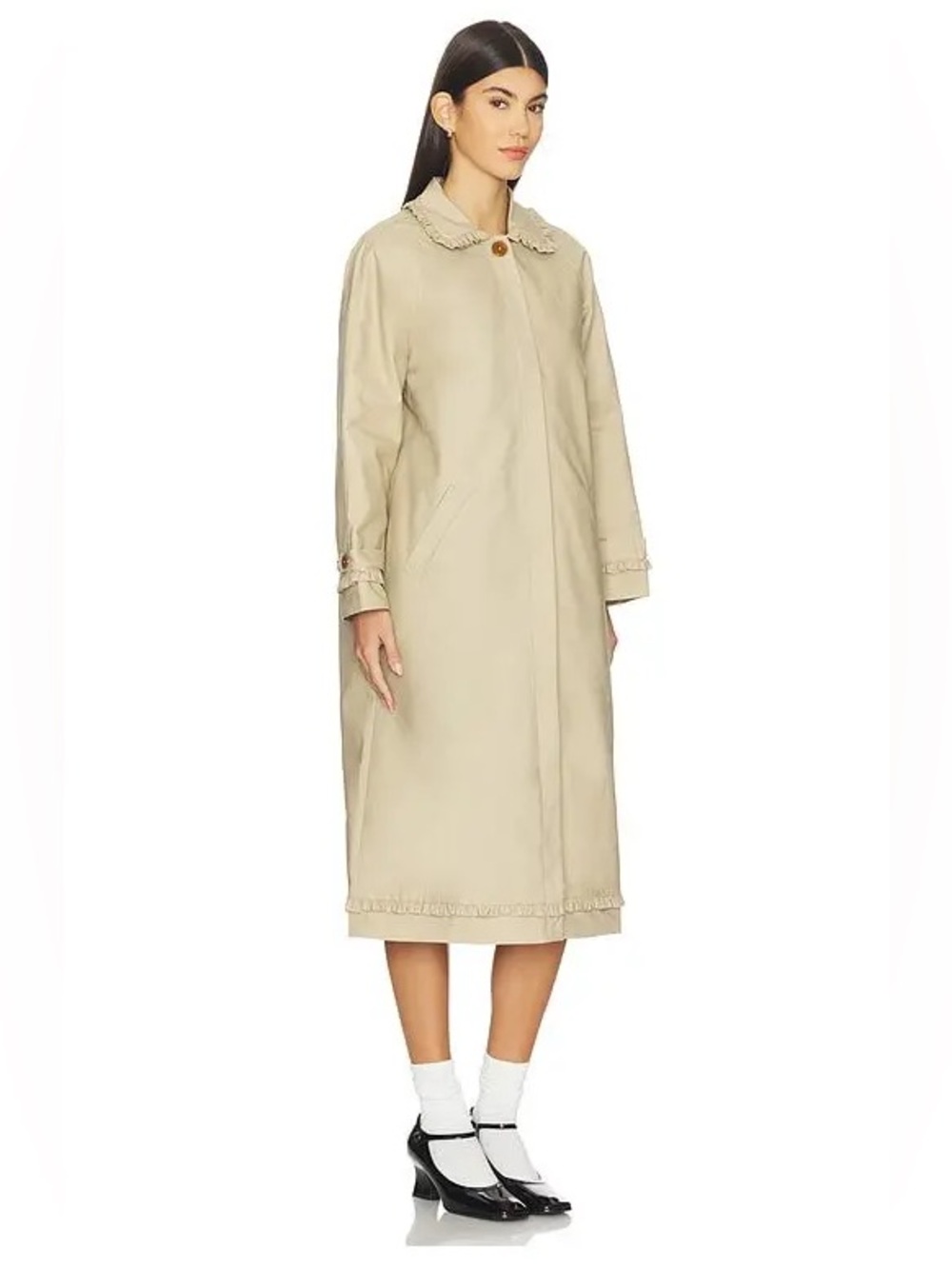 My Mum Made It Tailored Gather Trench Coat Size Xs-S NWOT